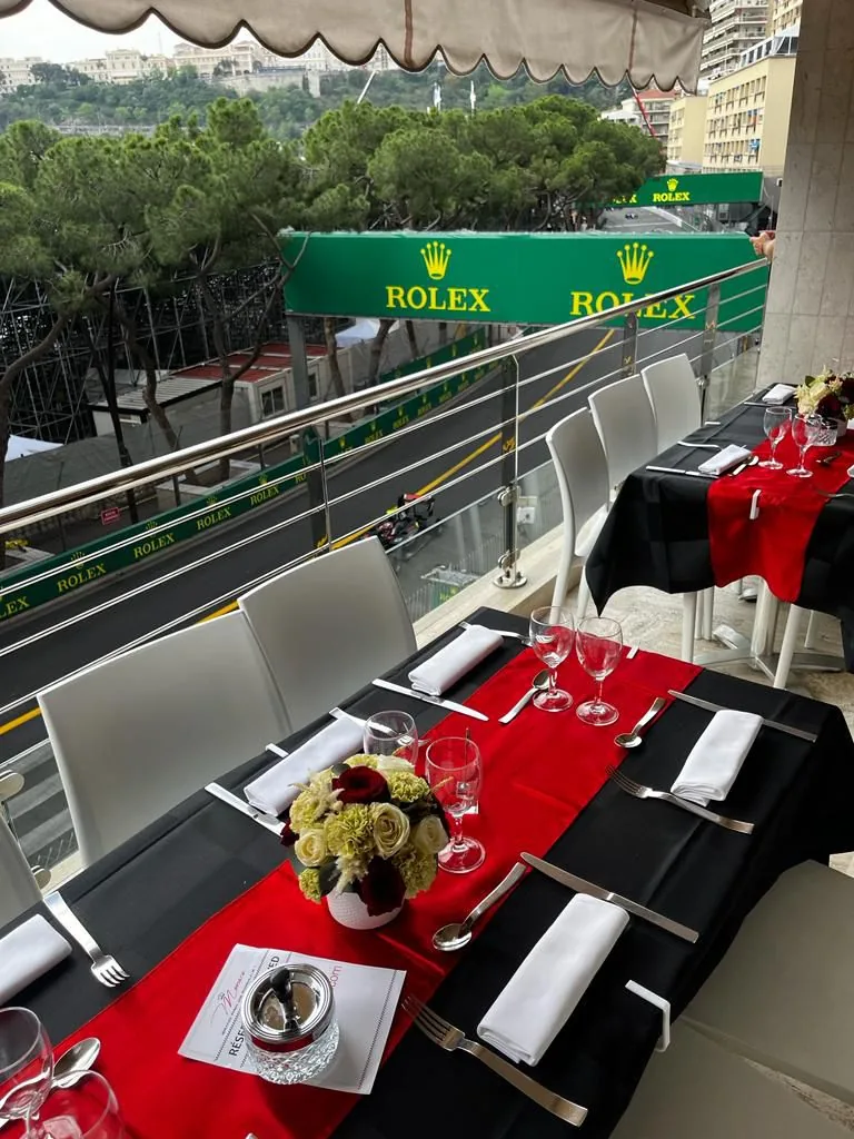 Table set in a VIP apartment Monaco Grand Prix